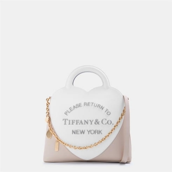 NEW TIFFANY Taupe / White Charm Tote Bag RTT - Picture 3 of 7